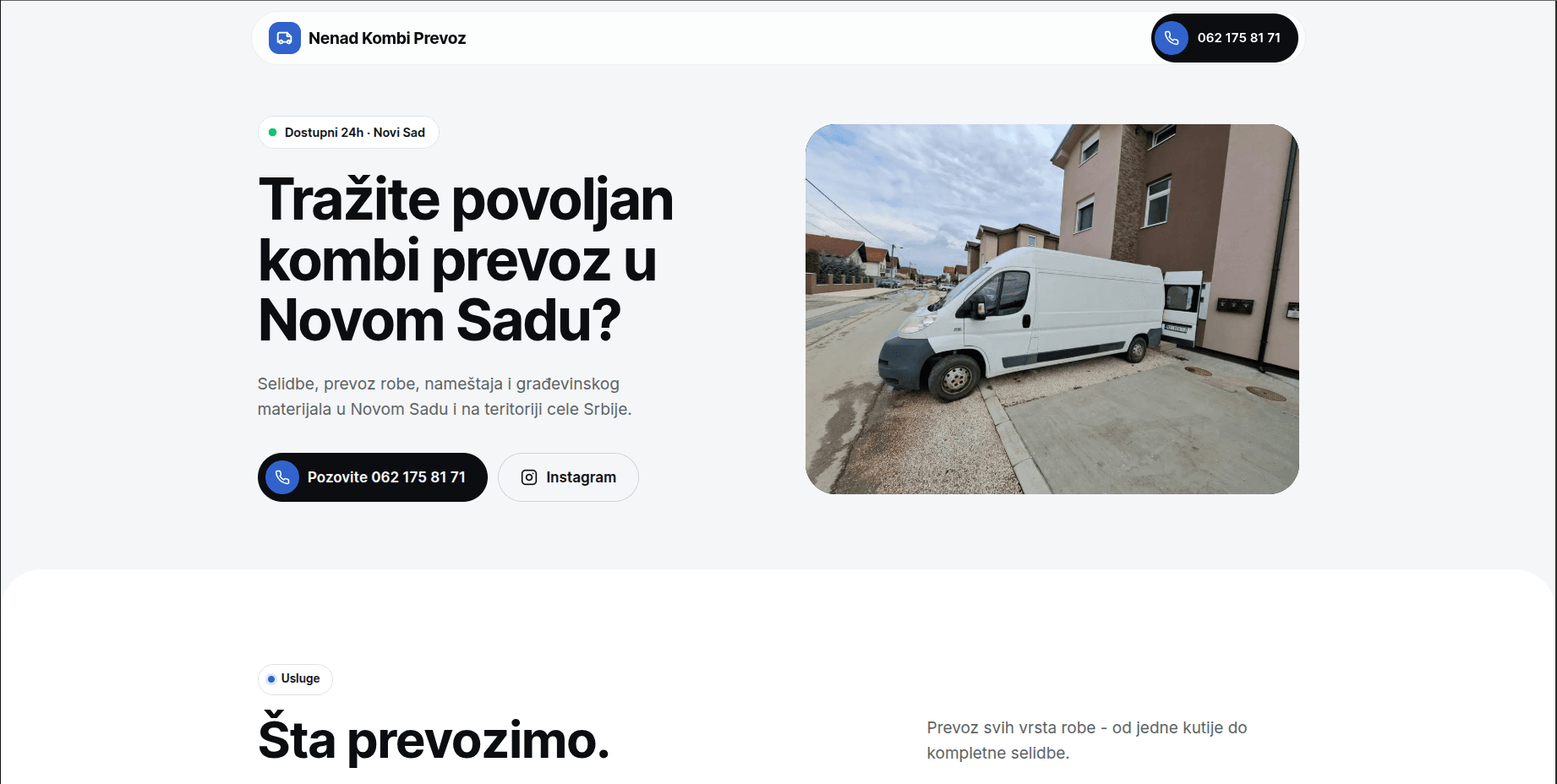 Nenad Prevoz website screenshot
